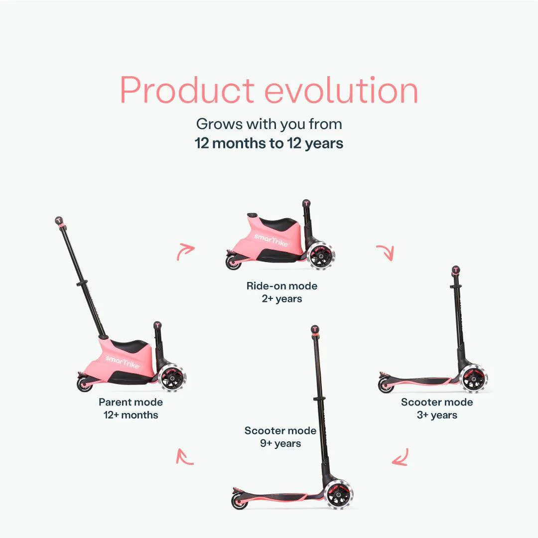 smarTrike Xtend Ride On Scooter Plus From 12 Months to 12 Years - Salmon Pink - Image 2
