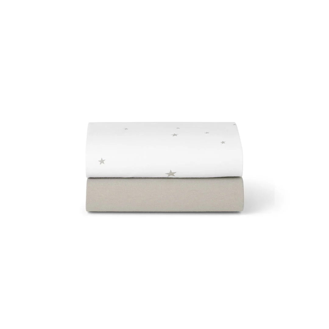 Snuz Twin Pack Crib Sheets - White Star