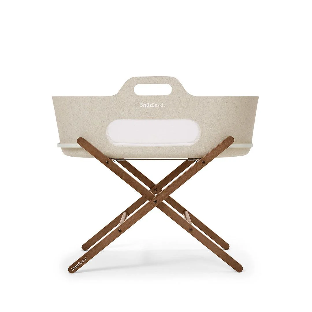 SnuzBaskit Barley Moses Basket + Walnut Stand - Barley / Walnut