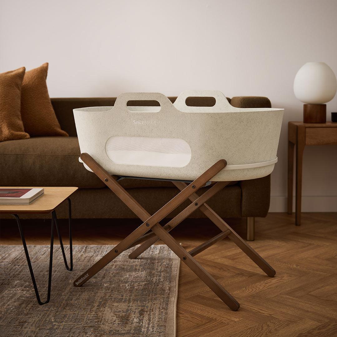 SnuzBaskit Barley Moses Basket + Walnut Stand - Barley / Walnut - Image 2