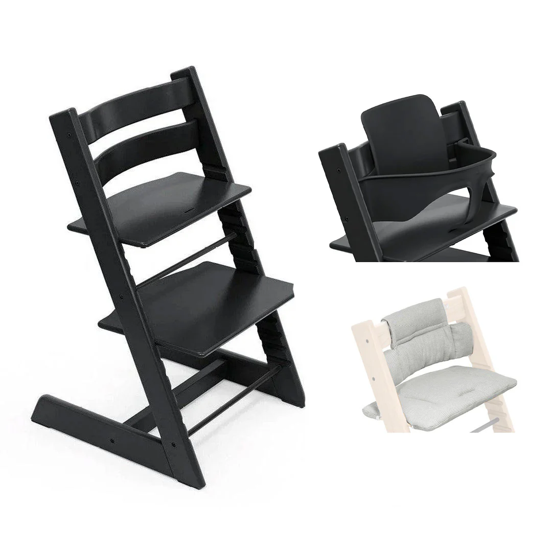 Stokke® Tripp Trapp Highchair Bundle + Cushion - Black