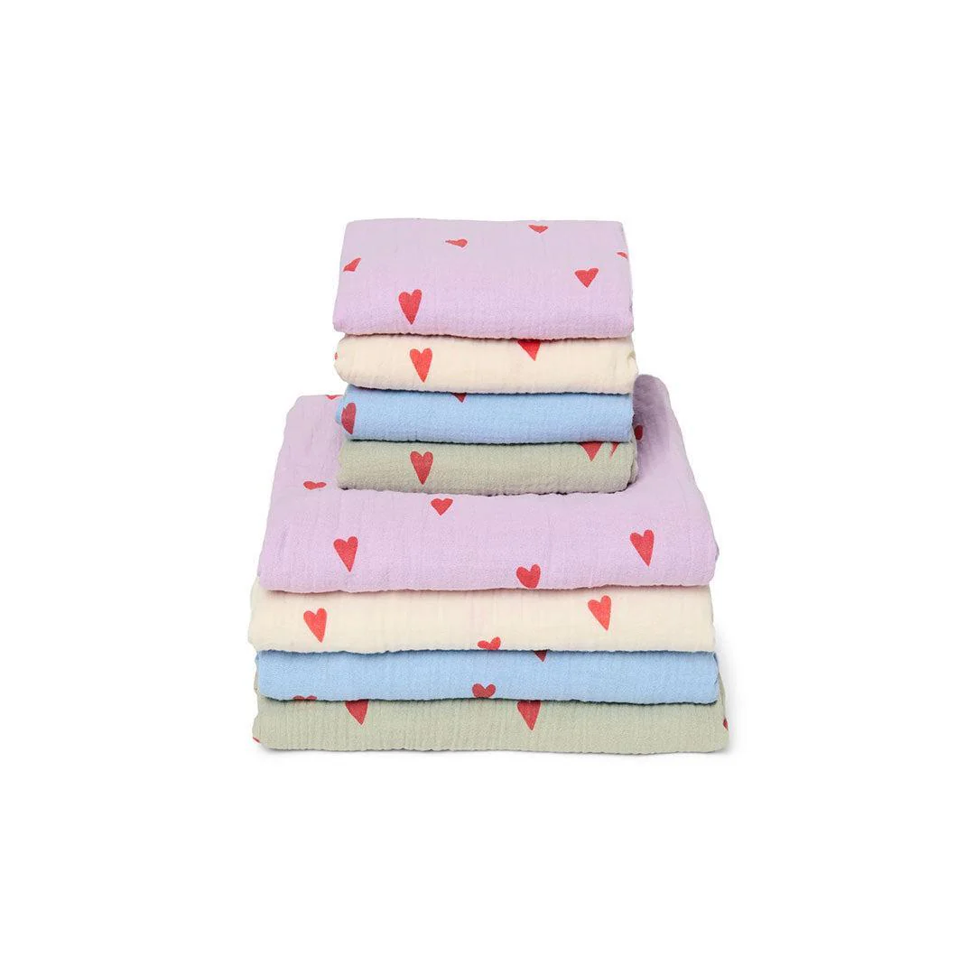 Studio Noos Light Blue Hearts Swaddle 70x70 - Light Blue - Image 5