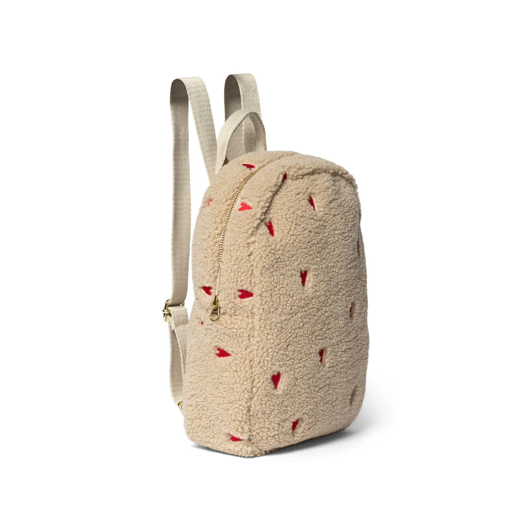 Studio Noos Teddy Hearts Mini Backpack - Ecru - Image 4