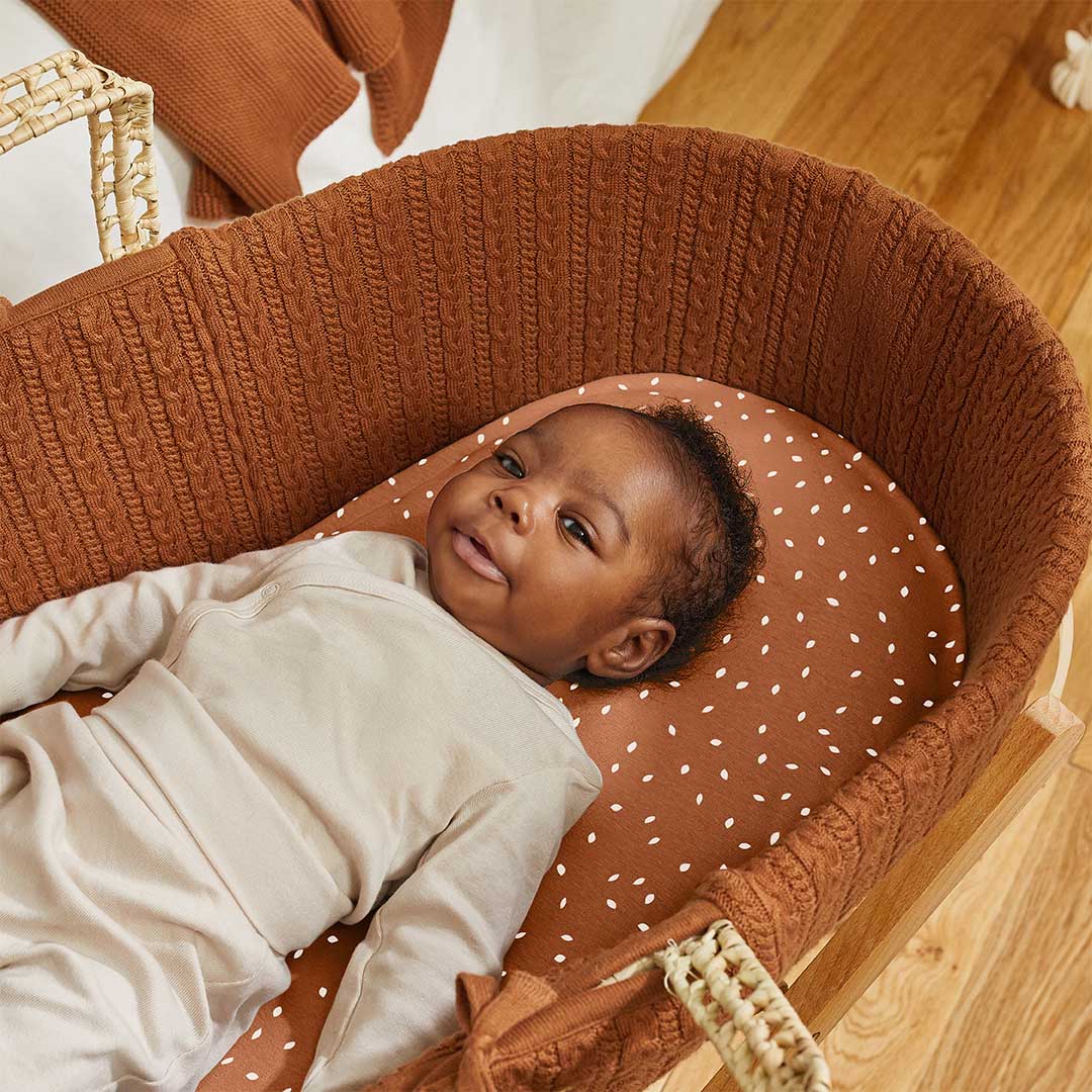 The Little Green Sheep Natural Knitted Moses Basket - Mattress + Static Stand - Image 11