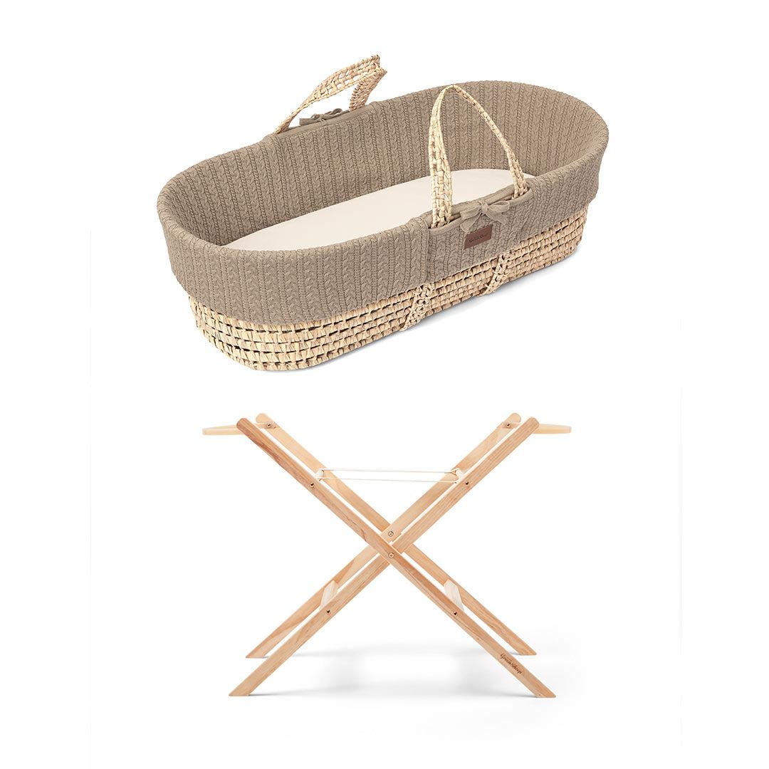 The Little Green Sheep Natural Knitted Moses Basket - Mattress + Static Stand - Image 15