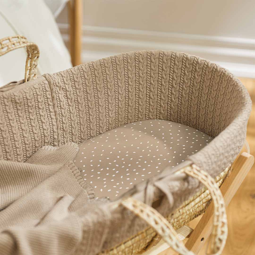 The Little Green Sheep Natural Knitted Moses Basket - Mattress + Static Stand - Image 17