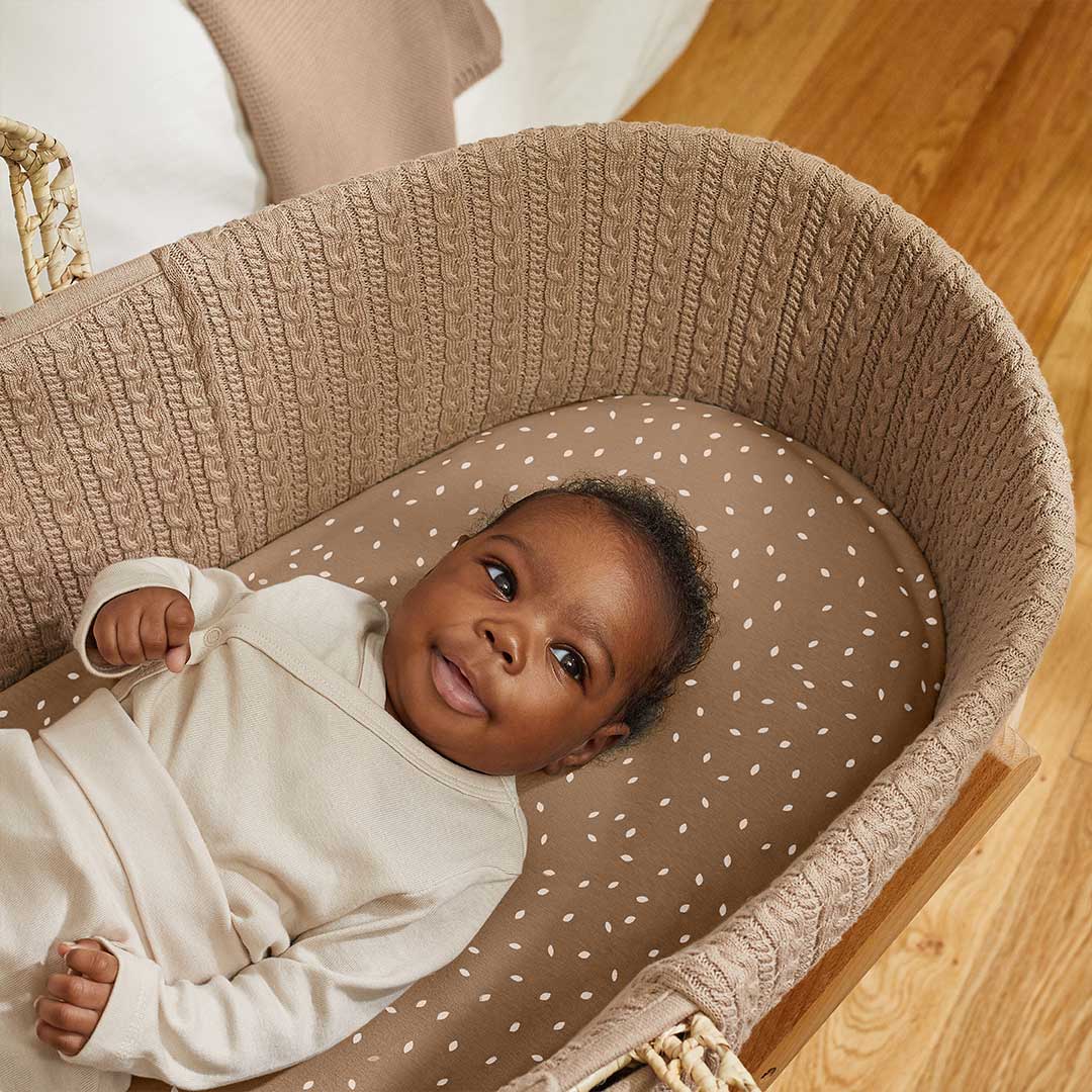 The Little Green Sheep Natural Knitted Moses Basket - Mattress + Static Stand - Image 19