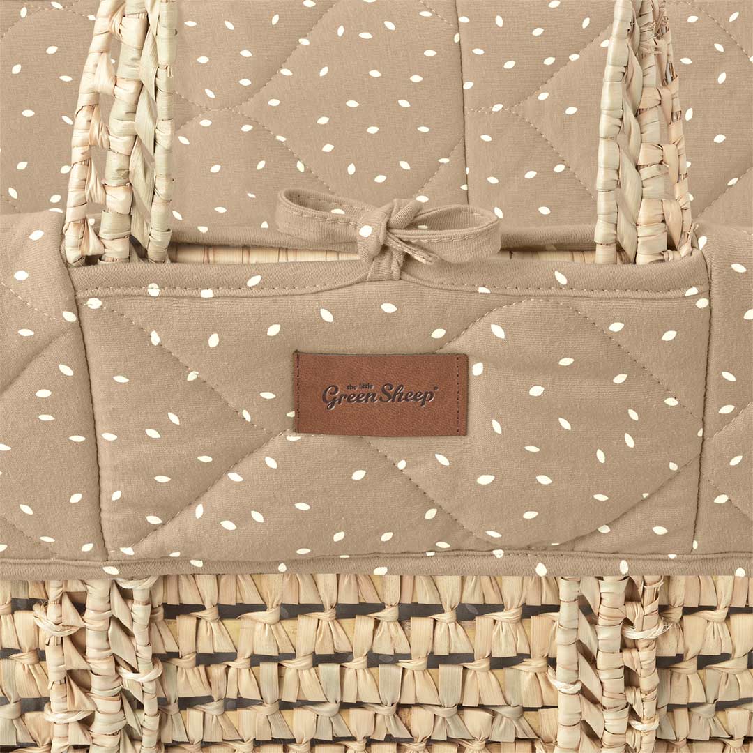 The Little Green Sheep Natural Quilted Moses Basket - Mattress + Static Stand - Image 15