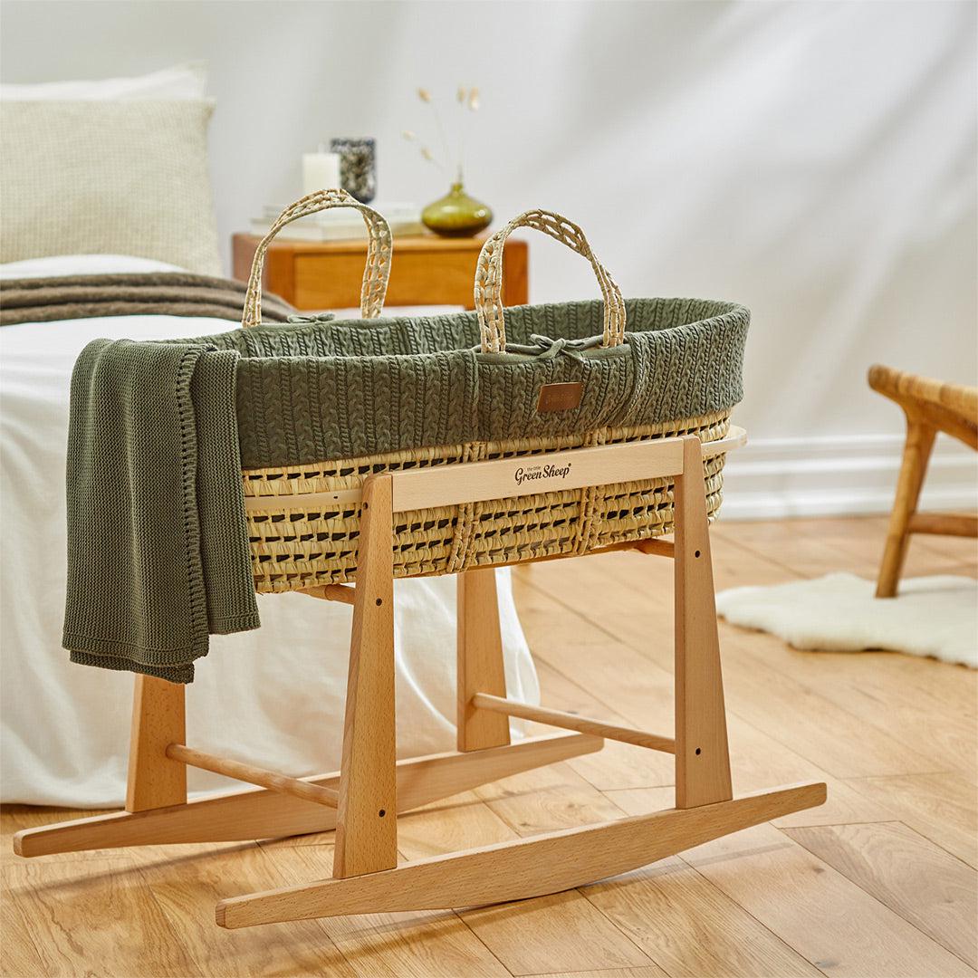 The Little Green Sheep Organic Knitted Cellular Baby Blanket - Juniper - Image 2