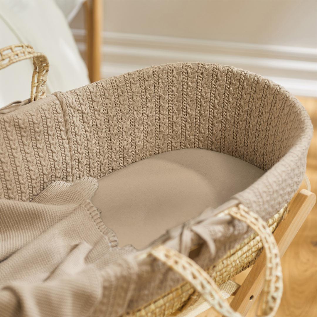 The Little Green Sheep Organic Moses Basket Fitted Sheet - Truffle - Image 2