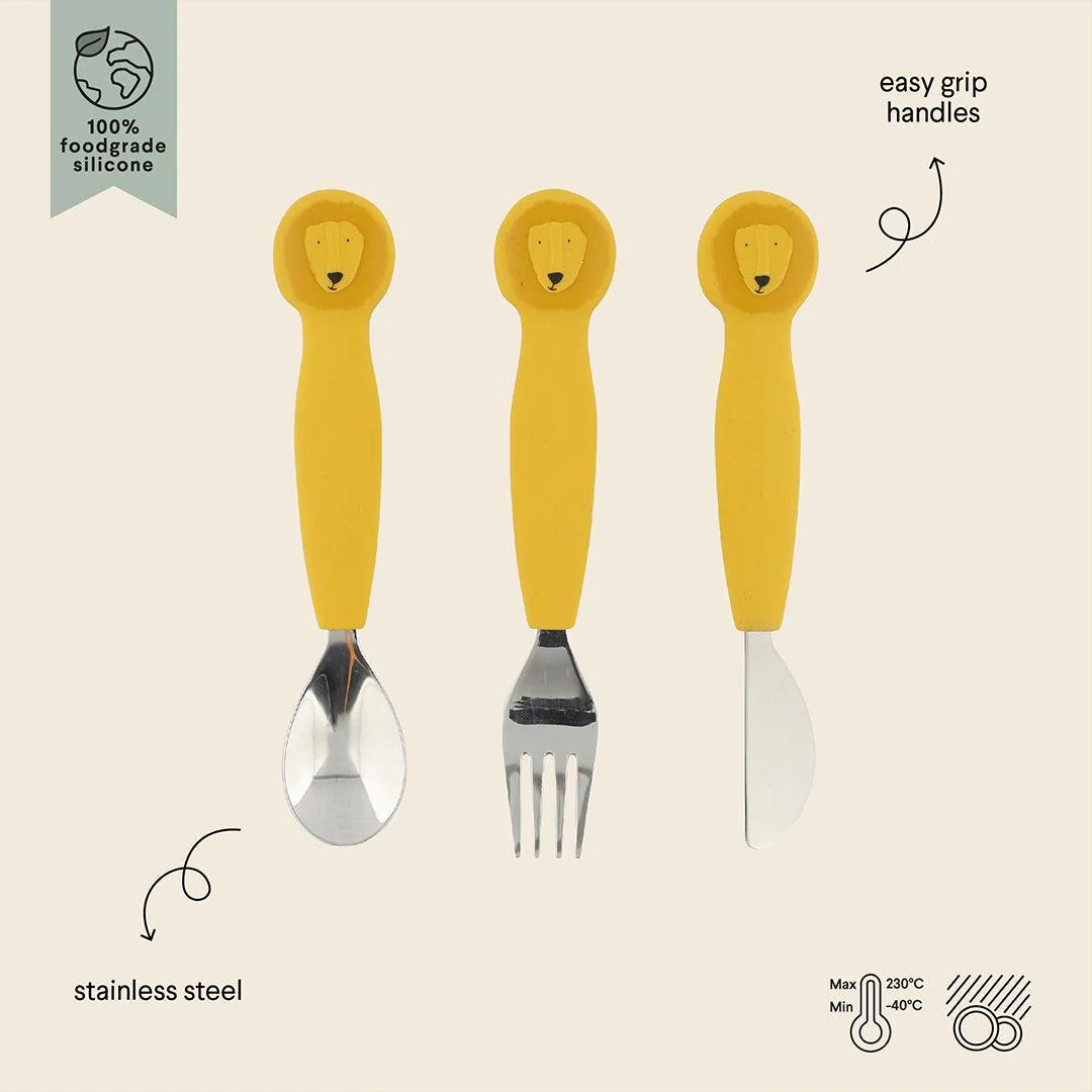 Trixie Silicone Cutlery Set 3 Pack - Mr. Lion - Image 3