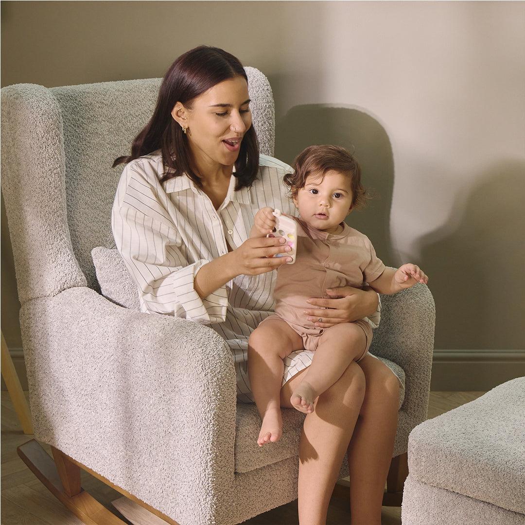 Tutti Bambini Harper Wingback Rocking Chair & Storage Footstool - Teddy Mushroom - Image 10
