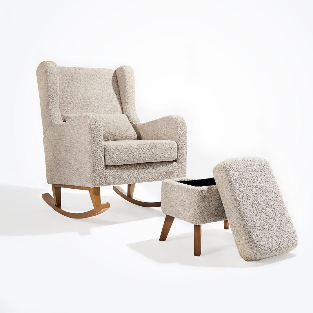 Tutti Bambini Harper Wingback Rocking Chair & Storage Footstool - Teddy Mushroom - Image 14