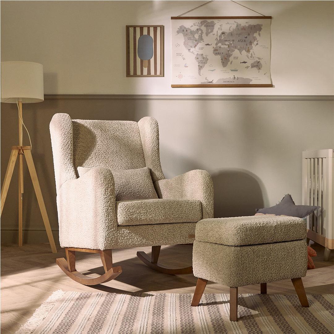 Tutti Bambini Harper Wingback Rocking Chair & Storage Footstool - Teddy Mushroom - Image 2