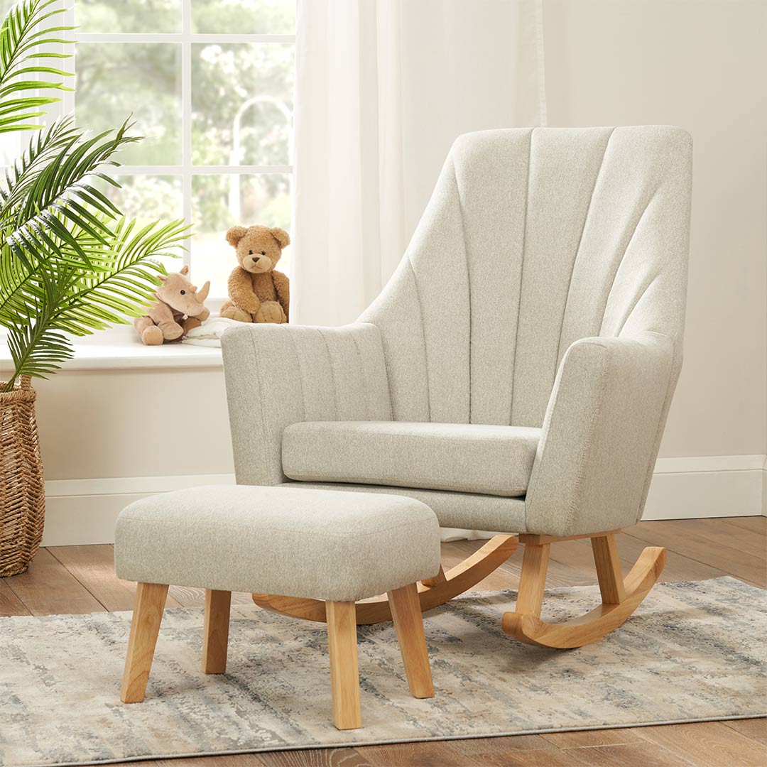 Tutti Bambini Jonah Rocking Chair + Foot Stool - Pebble - Image 2