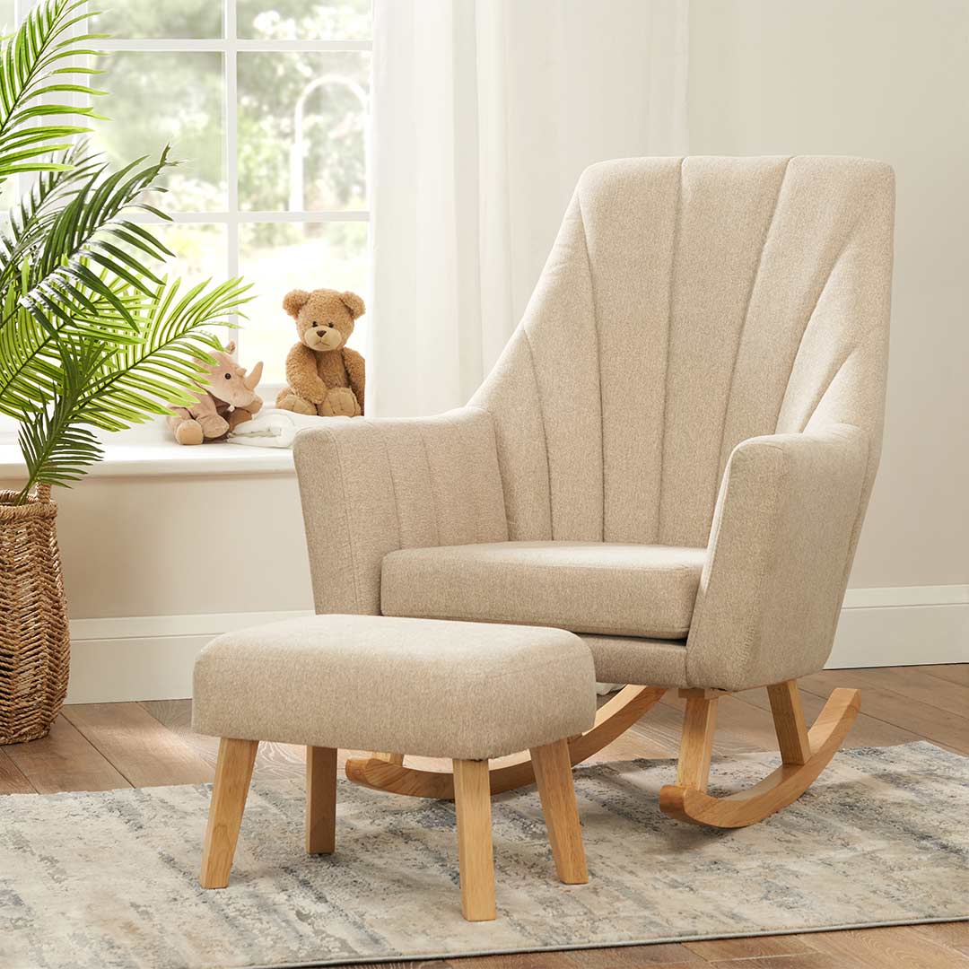 Tutti Bambini Jonah Rocking Chair + Foot Stool - Stone - Image 2