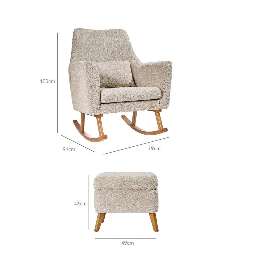 Tutti Bambini Oscar Luxe Rocking Chair & Footstool  - Teddy Mushroom - Image 14