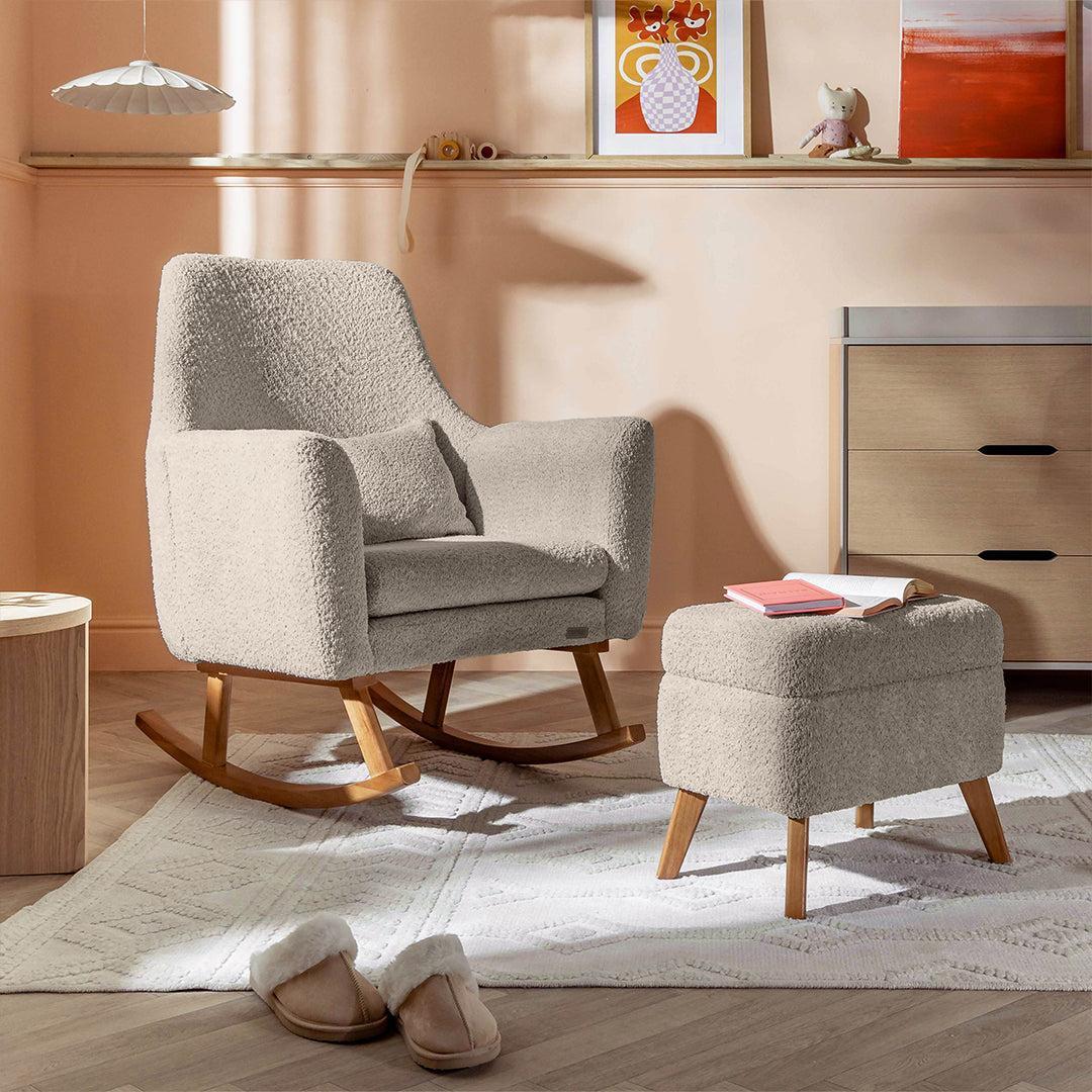 Tutti Bambini Oscar Luxe Rocking Chair & Footstool  - Teddy Mushroom - Image 2
