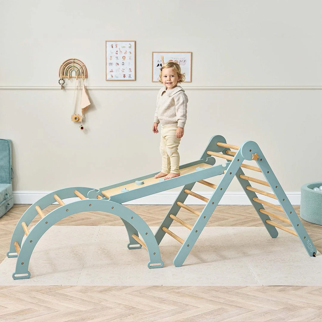 Tutti Bambini Scala Montessori 3 In 1 Pikler Climbing Frame With Climbing Wall  - Ocean Stone - Image 2
